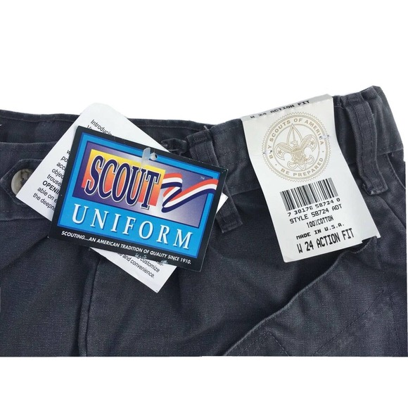 BSA Uniform Pants 24x34 Youth Tall Slim Scout Action Fit Cargo 34”inseam raw hem - Picture 4 of 5